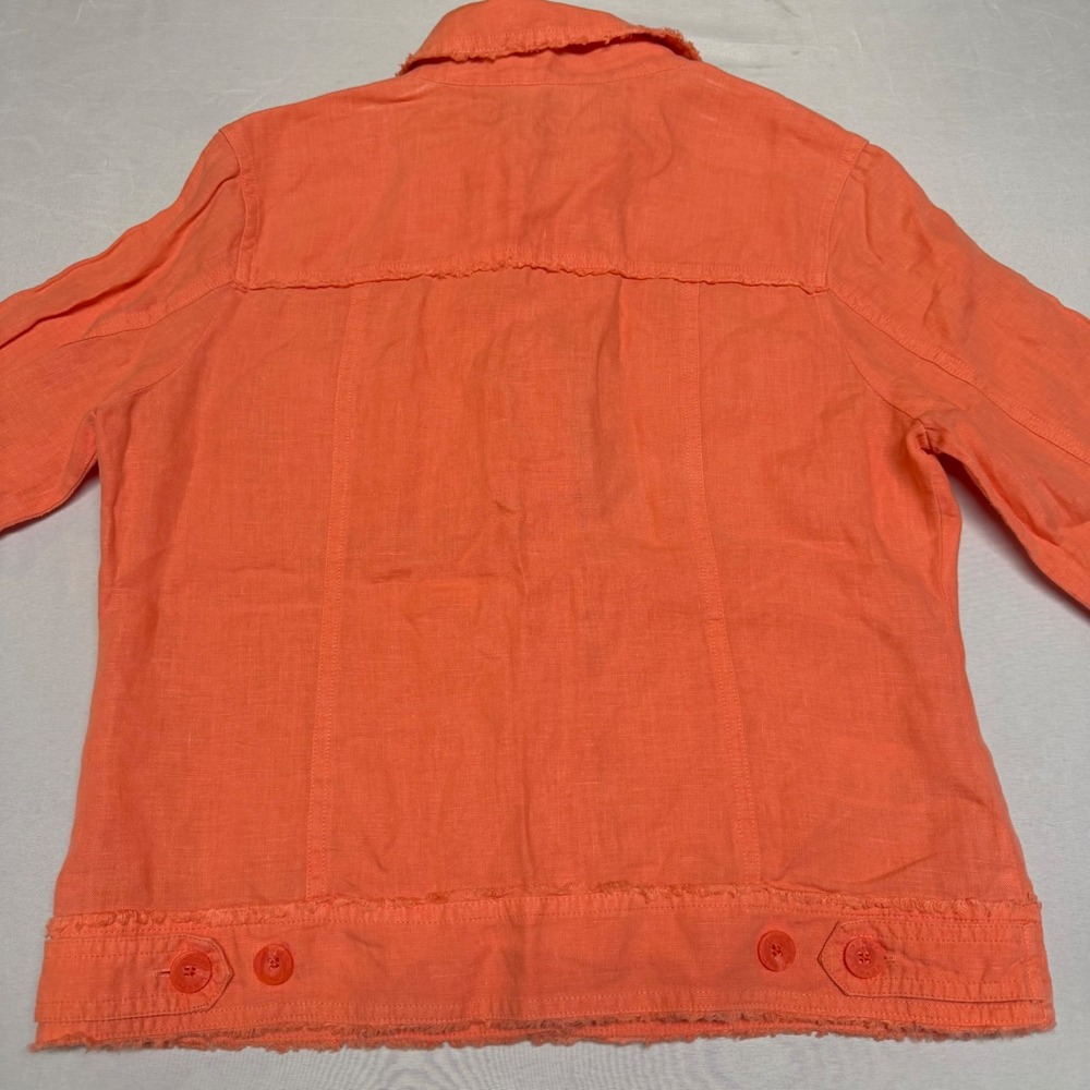 Tommy Bahama Womens Small Coral Orange 100% Linen Raw Hem Lightweight Jacket - Picture 2 of 6